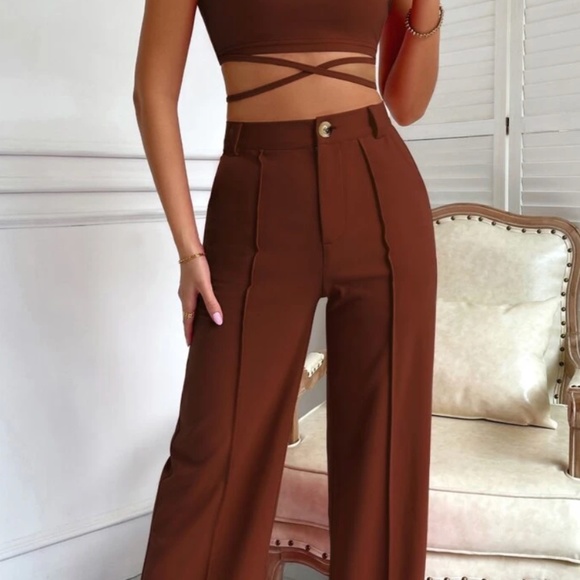Mock Neck Top & Seam Front Pants - Picture 2 of 5